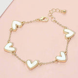 Mother of Pearl Heart Charm Station Bracelet - Madeline Love - Flyclothing LLC