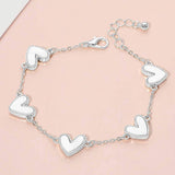 Mother of Pearl Heart Charm Station Bracelet - Madeline Love - Flyclothing LLC