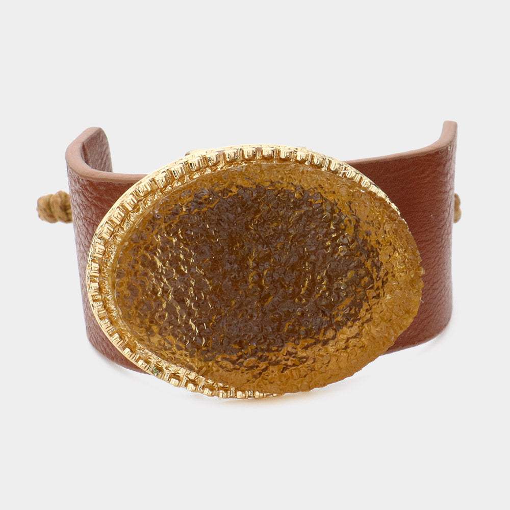 Druzy accented faux leather cinch bracelet - Madeline Love - Flyclothing LLC