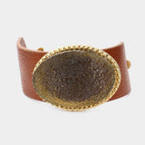Druzy accented faux leather cinch bracelet - Madeline Love - Flyclothing LLC