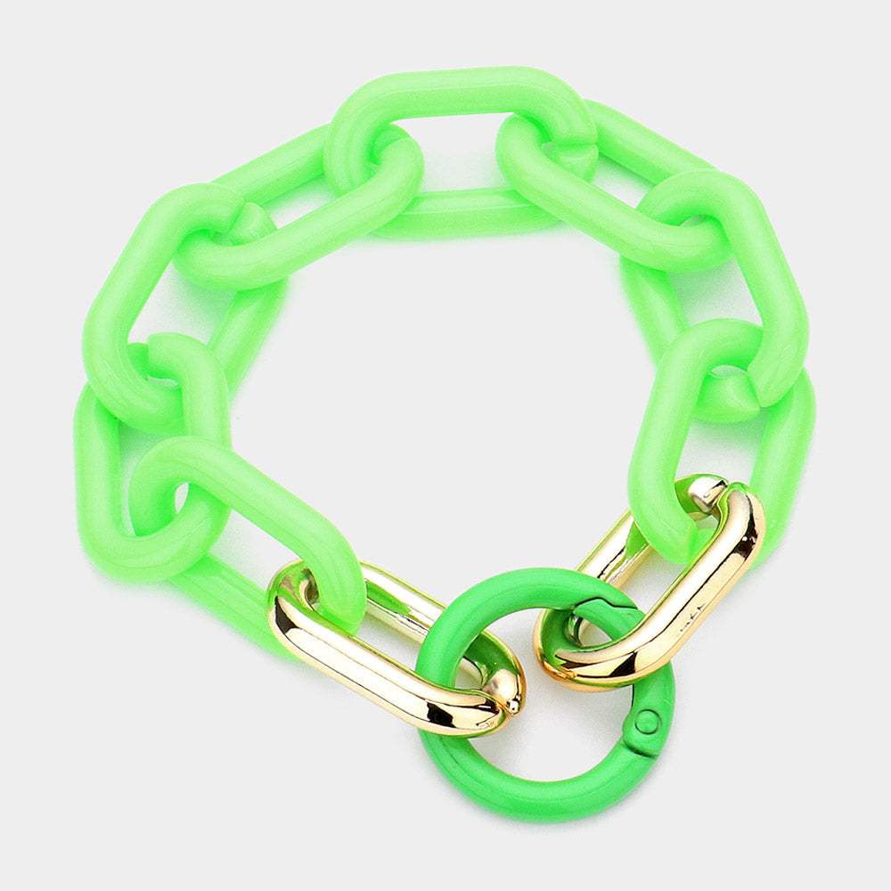 Resin Open Circle Accented Oval Link Bracelet - Madeline Love - Flyclothing LLC