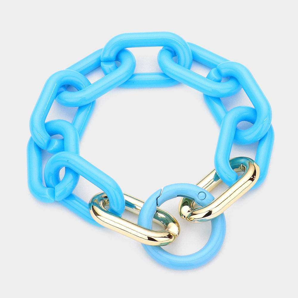 Resin Open Circle Accented Oval Link Bracelet - Madeline Love - Flyclothing LLC