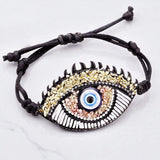 Evil Eye Detail Adjustable Cinch Pull Tie Bracelet - Madeline Love - Flyclothing LLC