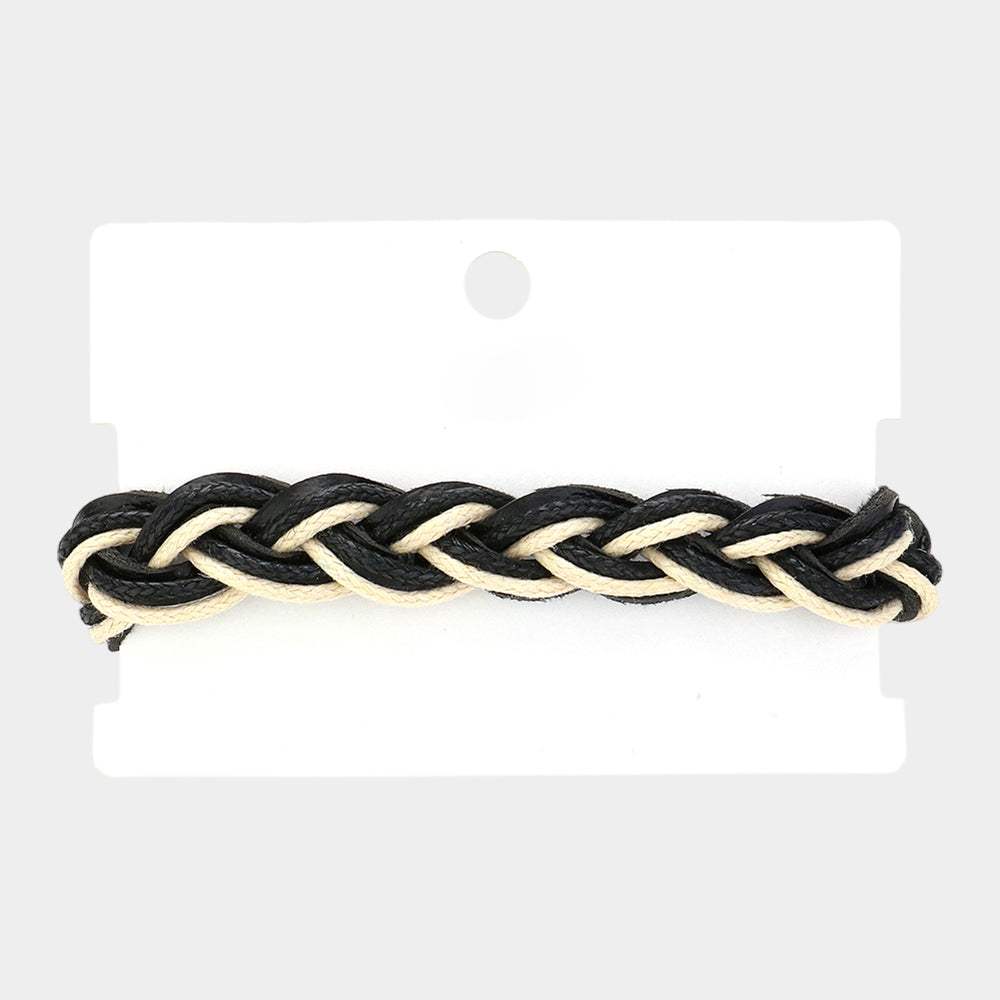 Unisex Wax Rope Genuine Leather Braided Adjustable Bracelet - Madeline Love - Flyclothing LLC