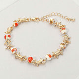Floral Ceramic Ball Metal Rope Wrap Link Bracelet - Madeline Love - Flyclothing LLC