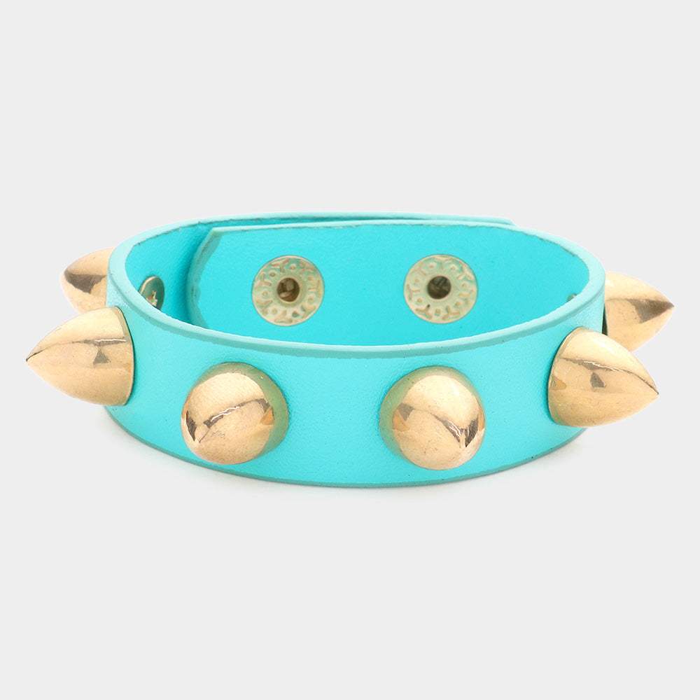 Studded Leather Band Bracelet - Madeline Love - Flyclothing LLC