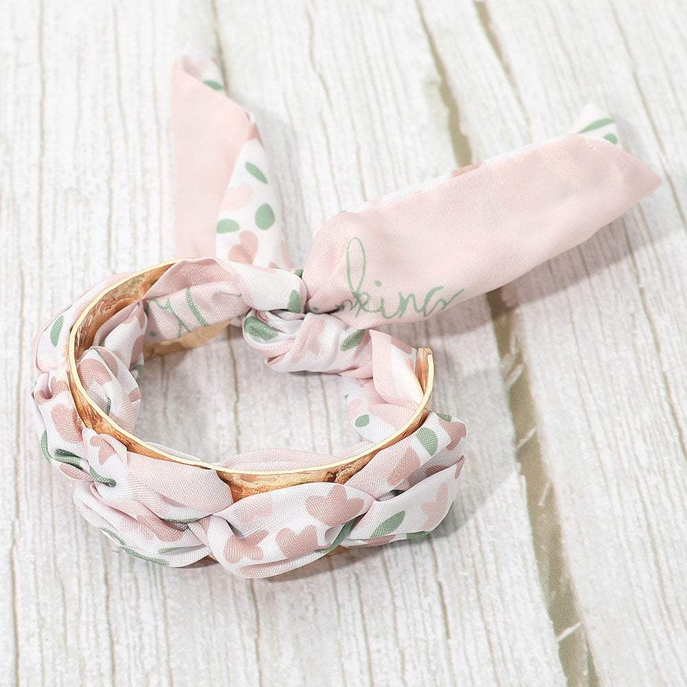 Adjustable Fabric Scarf Knot Wrap Metal Cuff Bracelet - Madeline Love - Flyclothing LLC