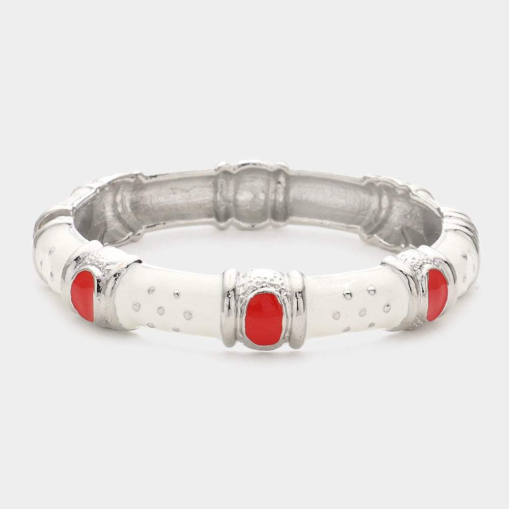 Enamel Oval Detail Hinged Bracelet - Madeline Love - Flyclothing LLC
