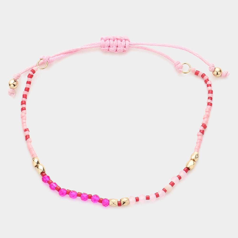 Beaded Adjustable Cinch Pull Tie Bracelet - Madeline Love - Flyclothing LLC