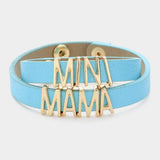 2PCS - MINI MAMA Message Faux Leather Button Snap Bracelets Set - Madeline Love - Flyclothing LLC