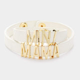 2PCS - MINI MAMA Message Faux Leather Button Snap Bracelets Set - Madeline Love - Flyclothing LLC