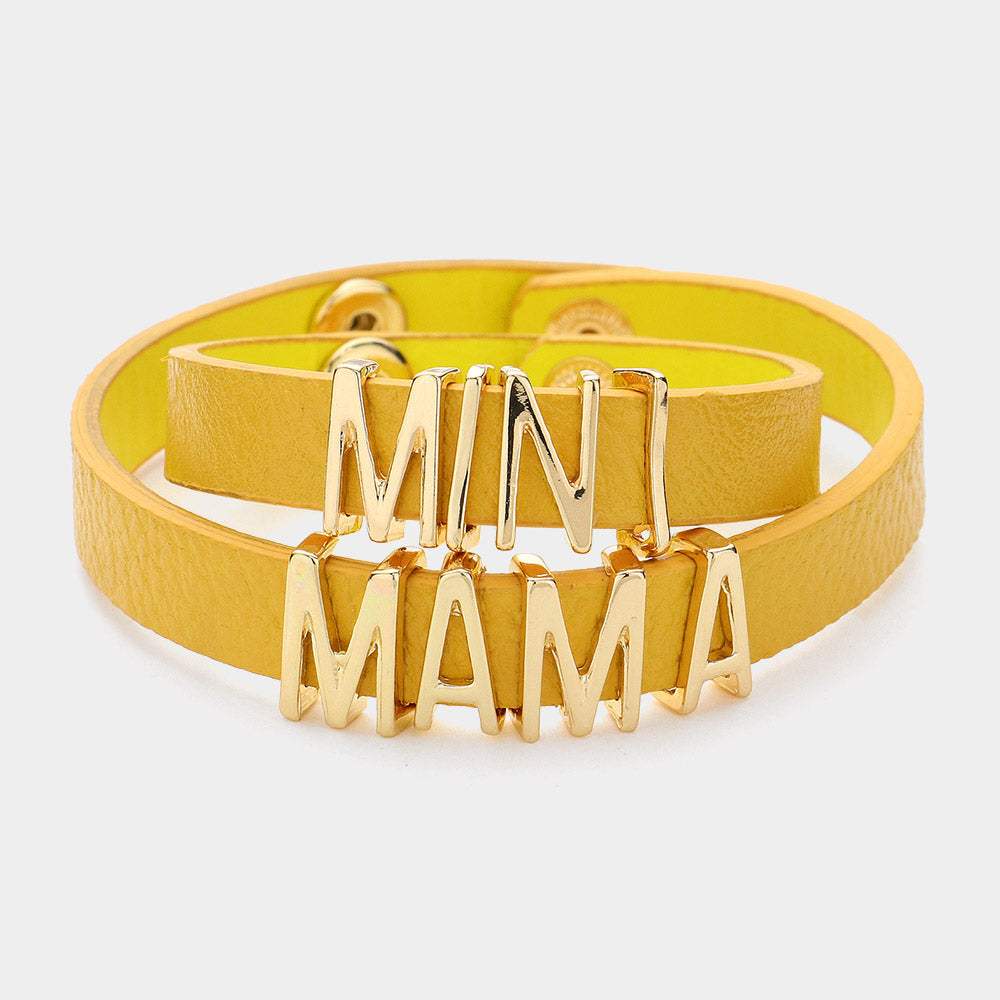 2PCS - MINI MAMA Message Faux Leather Button Snap Bracelets Set - Madeline Love - Flyclothing LLC