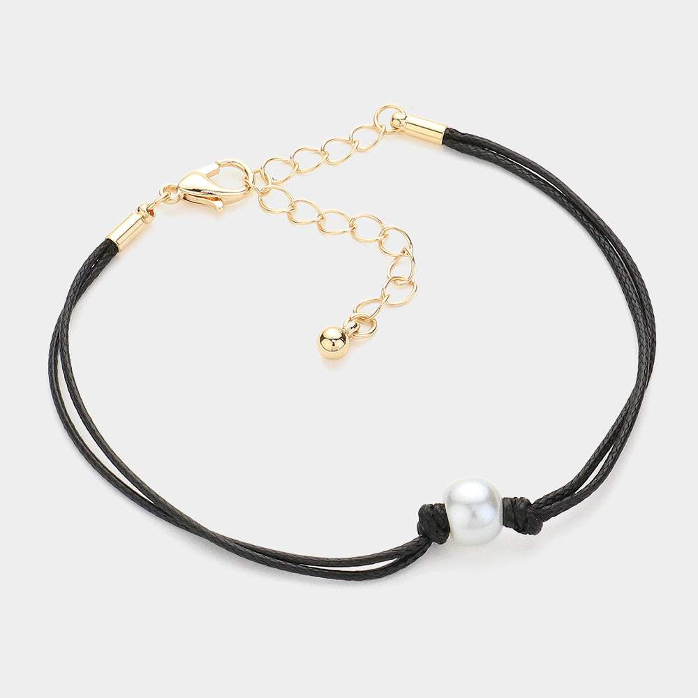 Pearl Pointed Wax Rope Bracelet - Madeline Love - Flyclothing LLC