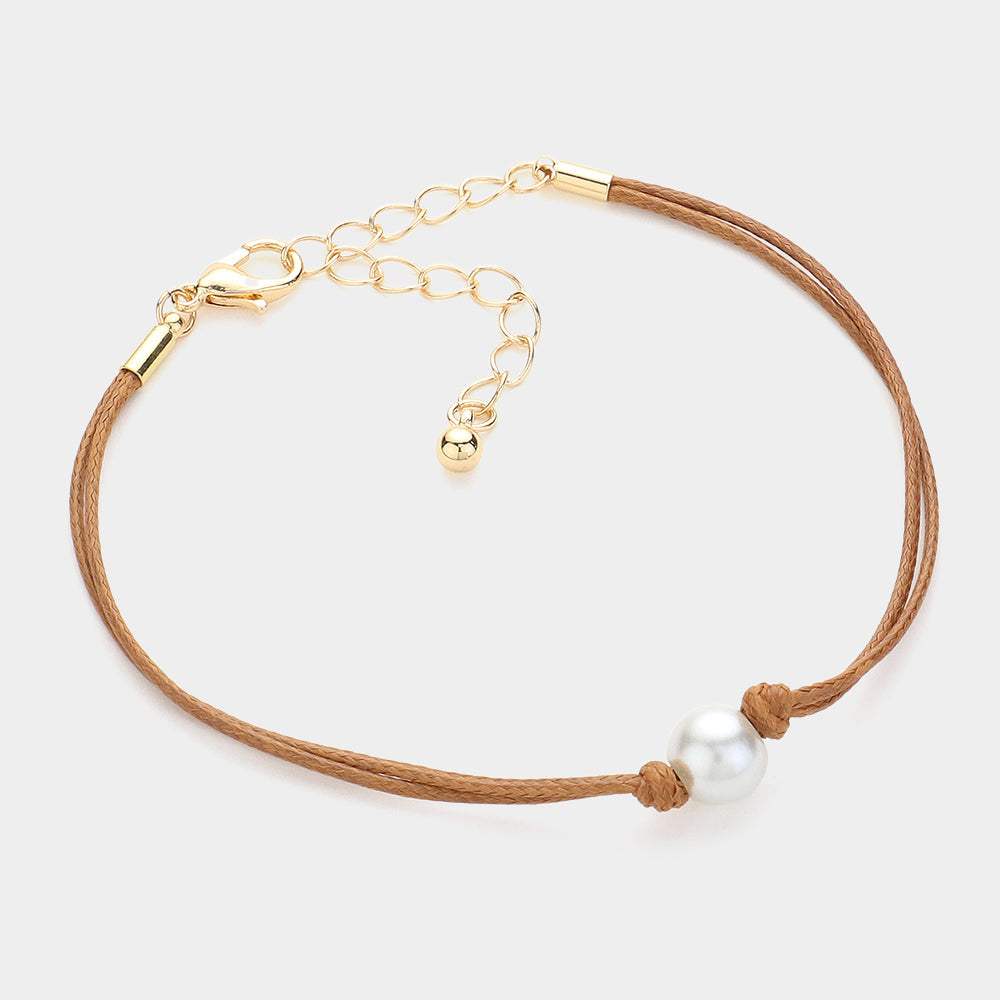 Pearl Pointed Wax Rope Bracelet - Madeline Love - Flyclothing LLC