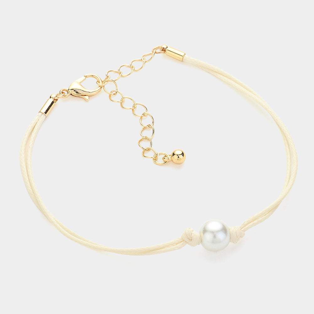 Pearl Pointed Wax Rope Bracelet - Madeline Love - Flyclothing LLC