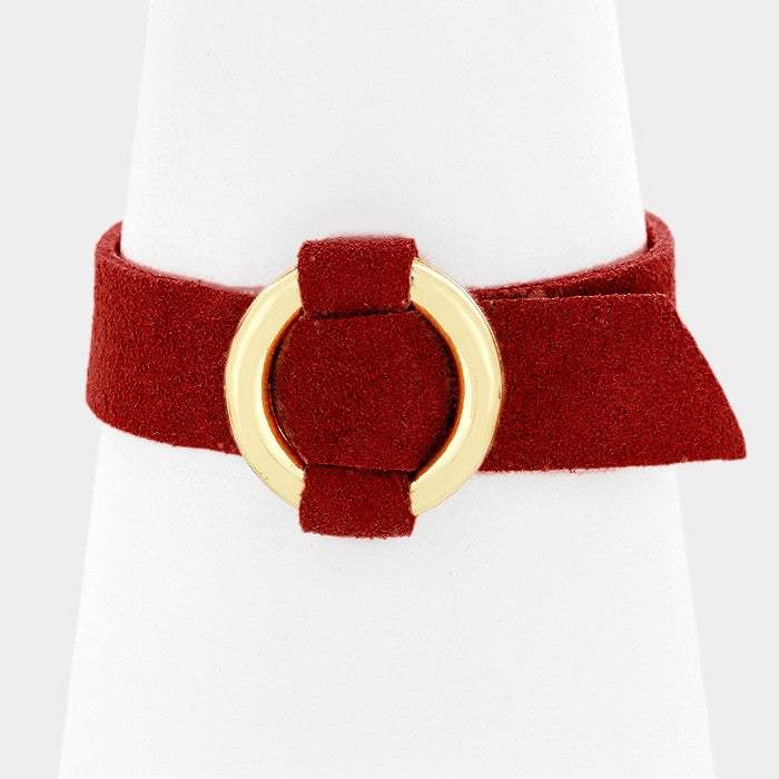 Metal hoop buckle faux suede bracelet - Madeline Love - Flyclothing LLC