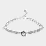 Round Stone Centered Rhinestone Embellished Bracelet - Madeline Love - Flyclothing LLC