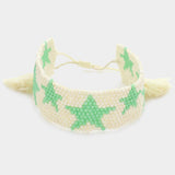 Beaded Star Tassel Cinch Pull Tie Bracelet - Madeline Love - Flyclothing LLC