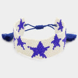 Beaded Star Tassel Cinch Pull Tie Bracelet - Madeline Love - Flyclothing LLC