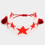 Beaded Star Tassel Cinch Pull Tie Bracelet - Madeline Love - Flyclothing LLC