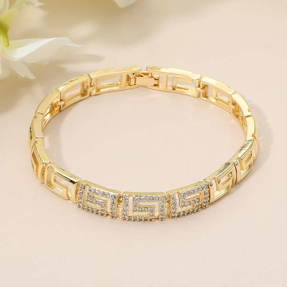 CZ Stone Paved Geometric Link Bracelet - Madeline Love - Flyclothing LLC