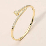 CZ Stone Paved Nailhead Accent Hinged Bangle Bracelet - Madeline Love - Flyclothing LLC