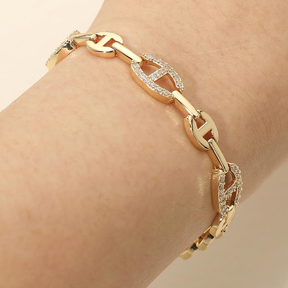 CZ Pave Geometric Link Bracelet