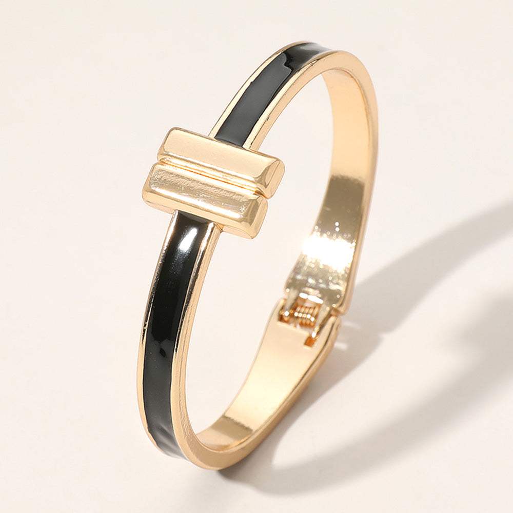 Metal Bar Tip Enamel Hinged Bangle Bracelet - Madeline Love - Flyclothing LLC