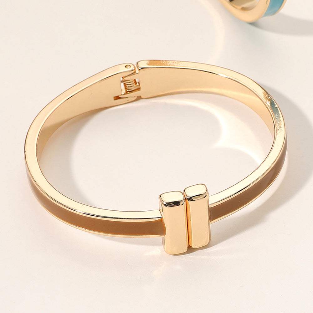 Metal Bar Tip Enamel Hinged Bangle Bracelet - Madeline Love - Flyclothing LLC