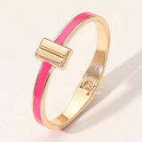 Metal Bar Tip Enamel Hinged Bangle Bracelet - Madeline Love - Flyclothing LLC