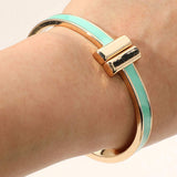 Metal Bar Tip Enamel Hinged Bangle Bracelet - Madeline Love - Flyclothing LLC