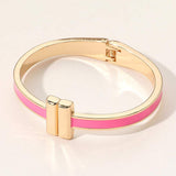 Metal Bar Tip Enamel Hinged Bangle Bracelet - Madeline Love - Flyclothing LLC