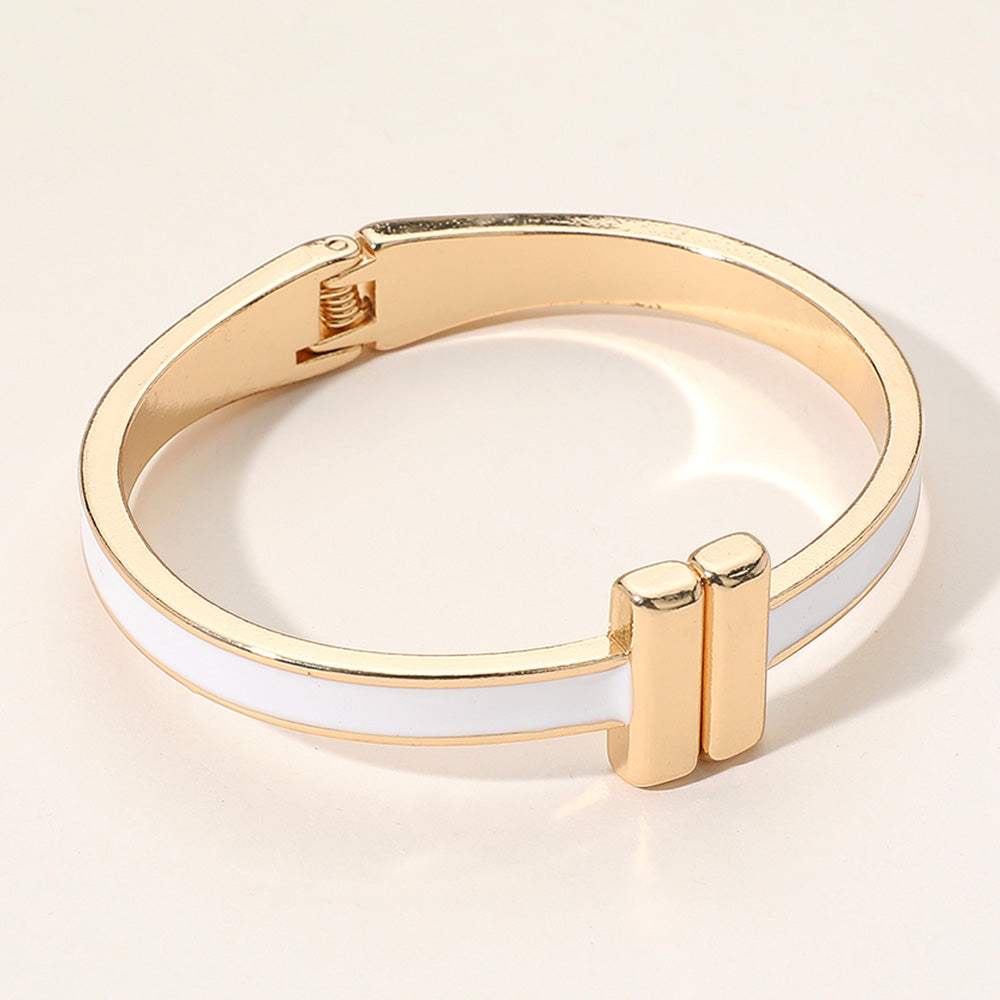 Metal Bar Tip Enamel Hinged Bangle Bracelet - Madeline Love - Flyclothing LLC