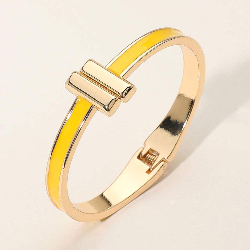 Metal Bar Tip Enamel Hinged Bangle Bracelet - Madeline Love - Flyclothing LLC