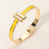 Metal Bar Tip Enamel Hinged Bangle Bracelet - Madeline Love - Flyclothing LLC