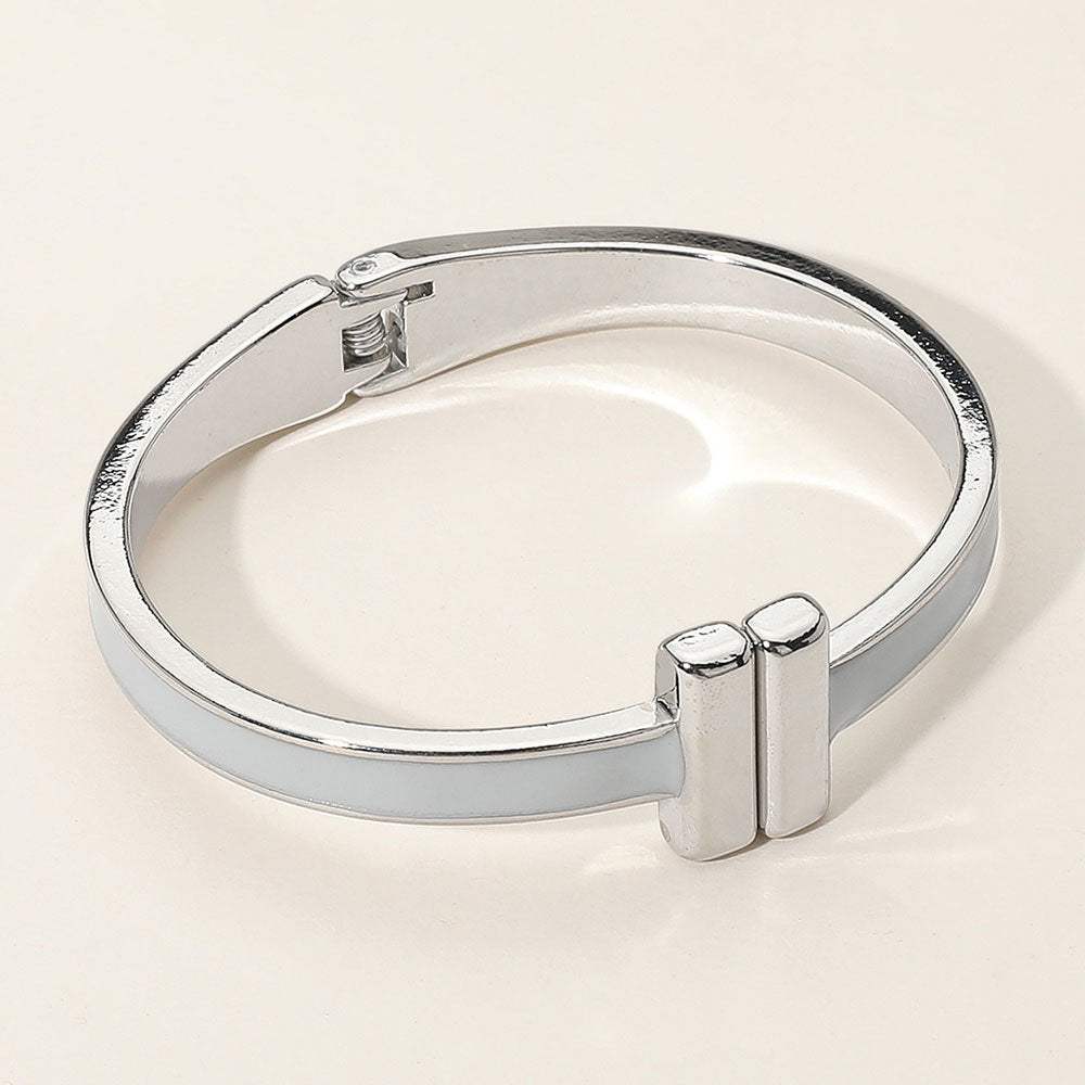Metal Bar Tip Enamel Hinged Bangle Bracelet - Madeline Love - Flyclothing LLC