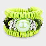 Resin Ball Accented Wood Beaded Adjustable Bracelet - Madeline Love - Flyclothing LLC