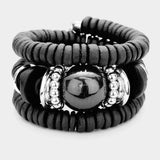 Resin Ball Accented Wood Beaded Adjustable Bracelet - Madeline Love - Flyclothing LLC