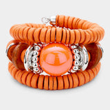 Resin Ball Accented Wood Beaded Adjustable Bracelet - Madeline Love - Flyclothing LLC