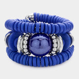 Resin Ball Accented Wood Beaded Adjustable Bracelet - Madeline Love - Flyclothing LLC
