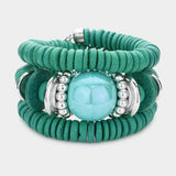 Resin Ball Accented Wood Beaded Adjustable Bracelet - Madeline Love - Flyclothing LLC
