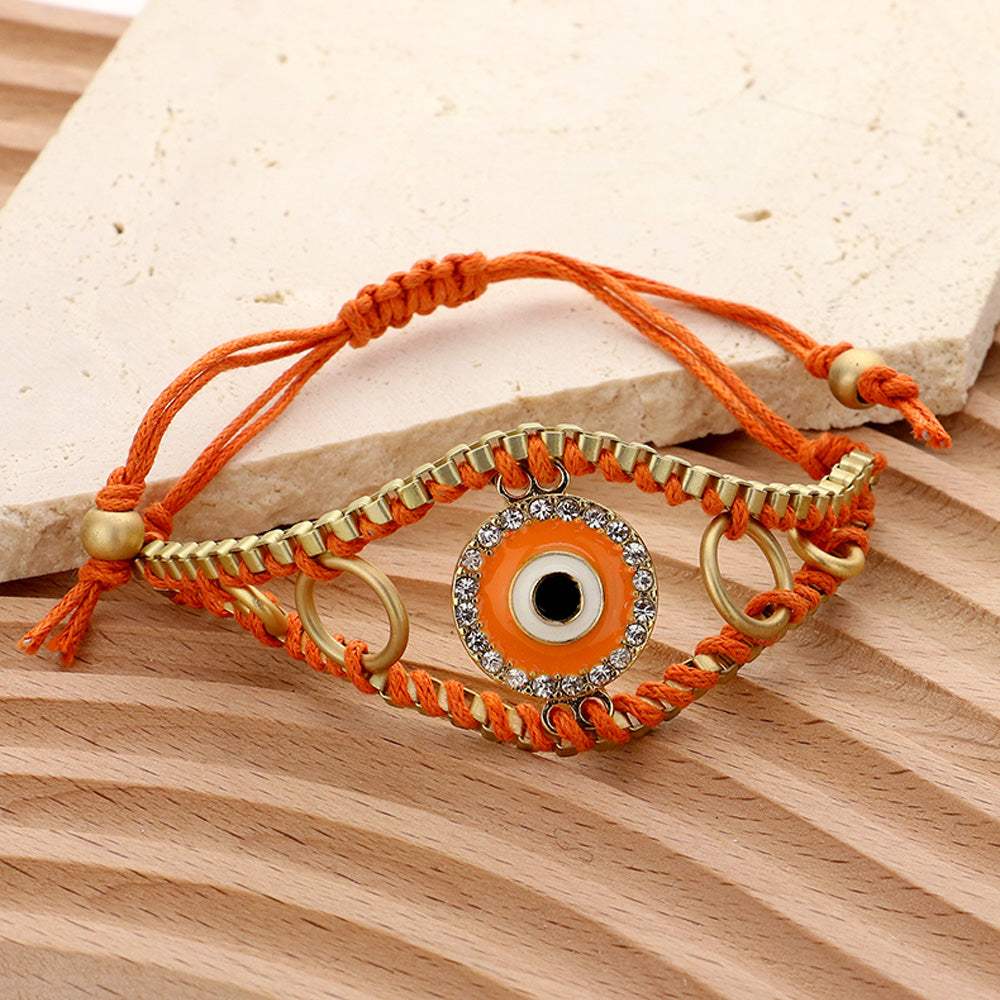 Enamel Evil Eye Adjustable Pull Tie Cinch Bracelet - Madeline Love - Flyclothing LLC