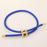 H Monogram Charm Accent Braided Cord Adjustable Slide Bracelet - Madeline Love - Flyclothing LLC
