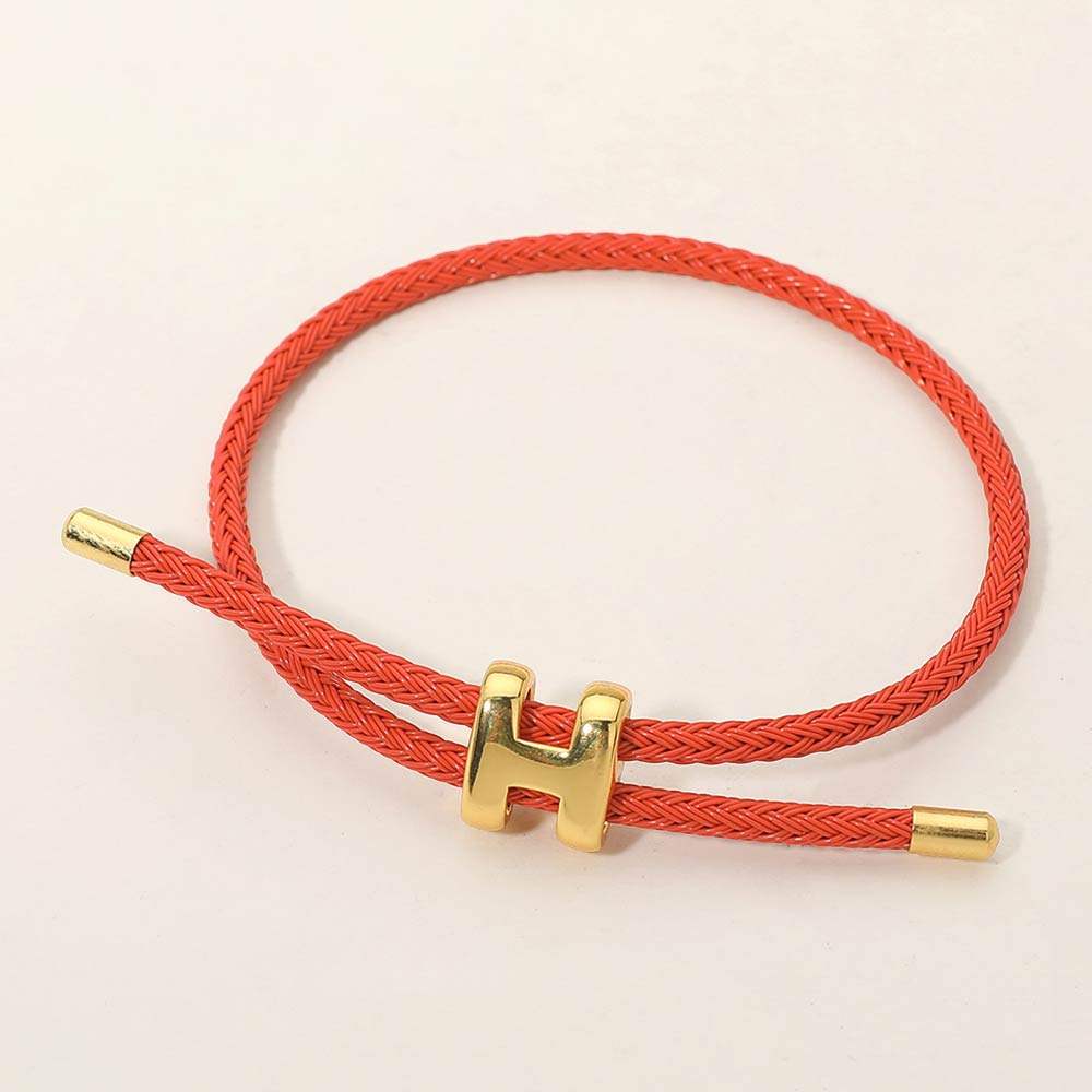 H Monogram Charm Accent Braided Cord Adjustable Slide Bracelet - Madeline Love - Flyclothing LLC