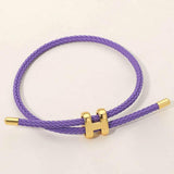 H Monogram Charm Accent Braided Cord Adjustable Slide Bracelet - Madeline Love - Flyclothing LLC