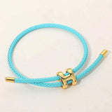 H Monogram Charm Accent Braided Cord Adjustable Slide Bracelet - Madeline Love - Flyclothing LLC