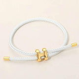 H Monogram Charm Accent Braided Cord Adjustable Slide Bracelet - Madeline Love - Flyclothing LLC