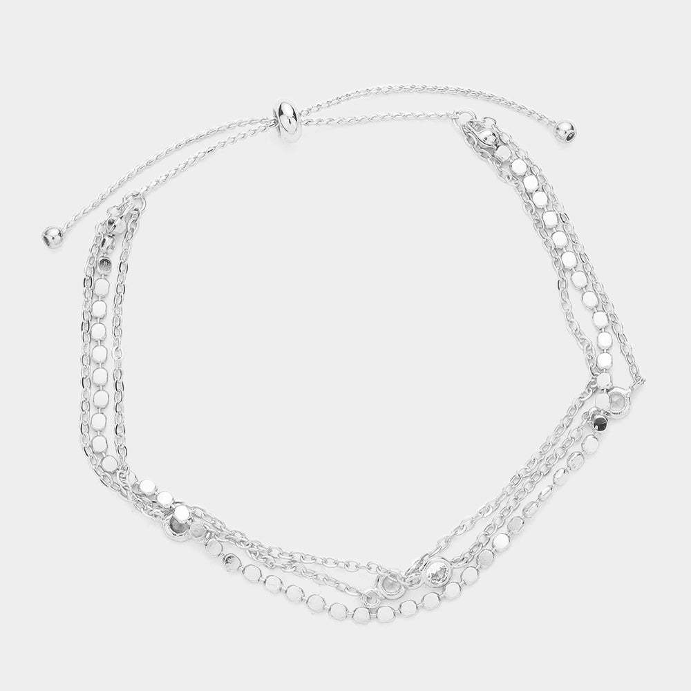 Round Stone Link Triple Layered Pull Tie Bracelet - Madeline Love - Flyclothing LLC