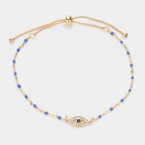 Evil Eye Pointed Beads Station Pull Tie Bracelet - Madeline Love - Flyclothing LLC