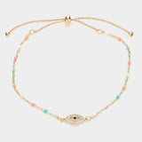 Evil Eye Pointed Beads Station Pull Tie Bracelet - Madeline Love - Flyclothing LLC